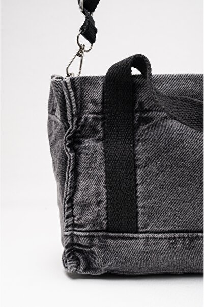 ICONE BAG Icone Denim Washable Tote Anthracite Hand and Shoulder Bag, Denim Bag
