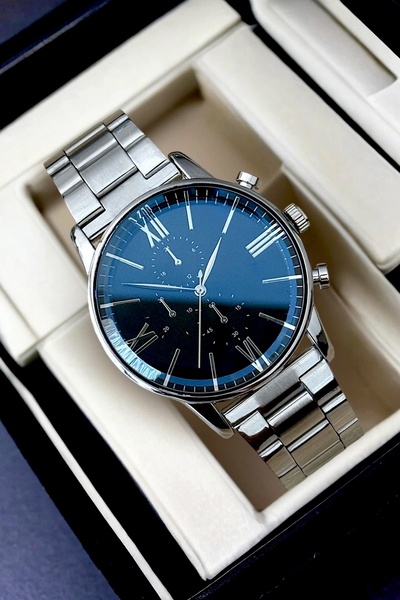 Güncel Vitrin Premium Infinity Lacivert&gümüş Ipc Kaplama Erkek Kol Saati