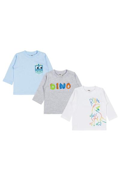 Civil Baby Set de 3 hanorace cu imprimeu Dino pentru 6-18 luni - Standard 12-...
