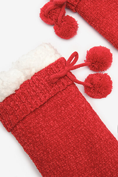 Penti New York Velvet Kadife Pompom Kırmızı Soket Çorap