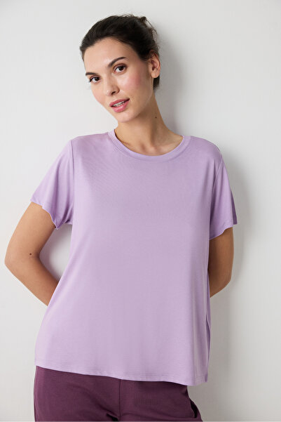 Penti Μπλουζάκι λιλά Crew Neck Regular Fit Modal