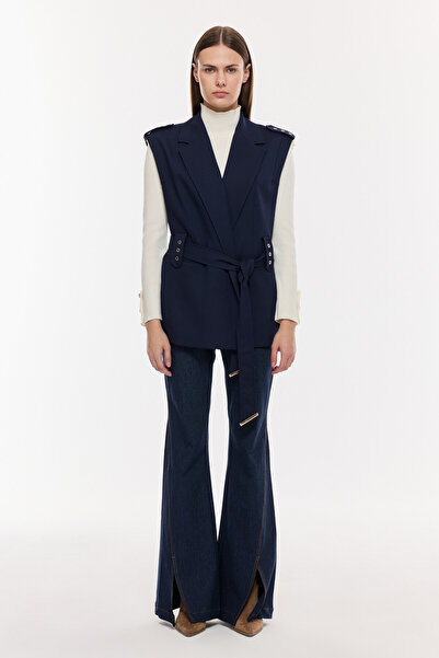 NAGRADA Kuşaklı Düğme Detaylı Şık Yelek