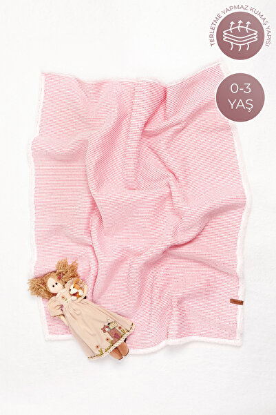 HAMUR Pouf Bebek Çocuk Battaniyesi 80x100 cm Koyun Tüyü Battaniye Alize Pembe