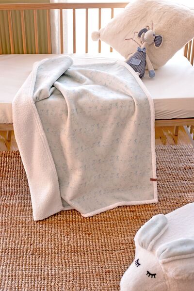 HAMUR Fluffy Baby Blanket 80X100 Solid Green Swaddle Stroller Double-Sided Sheep Wool Blanket 100X80