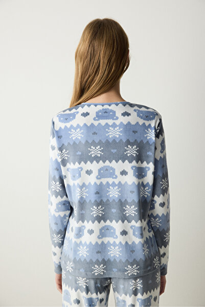 Penti Snowflakes Fuzzy Çok Renkli Sweatshirt Pijama Üstü