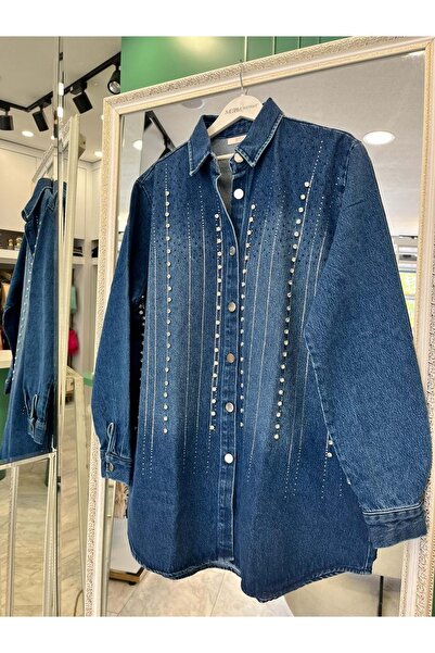 MERAM BUTİK Dna Stone Denim Shirt - Navy Blue - Standard