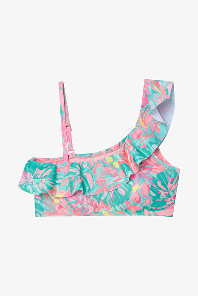 Penti Genç Kız Bali Yaprak Desenli Fırfırlı Tek Omuz Bikini Takımı