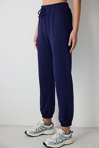 Penti Koyu Indigo Yüksek Bel Cepli Eşofman Altı