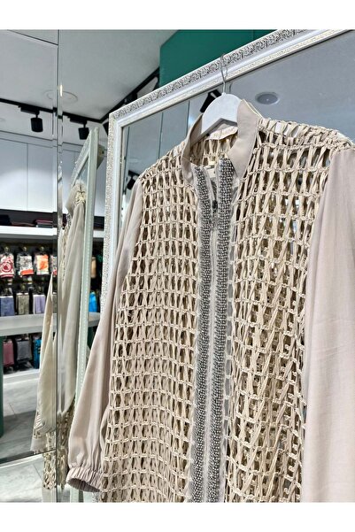 MERAM BUTİK Selinada File Jacket - Beige - 44