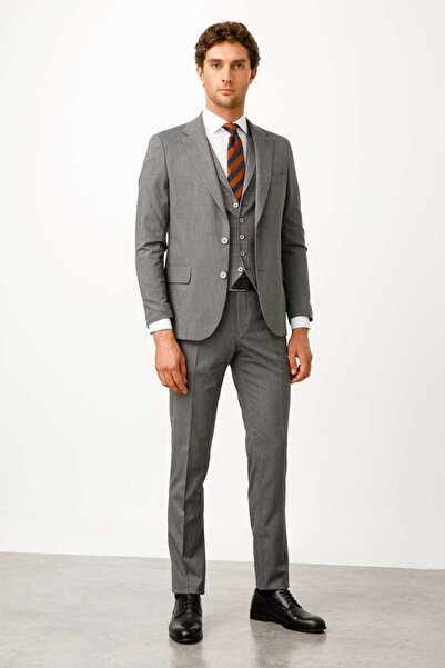 İgs بدلة رجالية رمادية اللون ذات قصة عادية / مريحة وواسعة بلون واحد