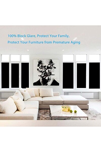 fulina Blackout Window Film,45x300cm Removable Privacy Film Anti UV Dark Window Tint Frosted Decorative Pri
