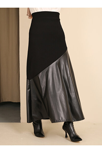 VAV OTOBAN DERİLİ ETEK - Siyah - Vav