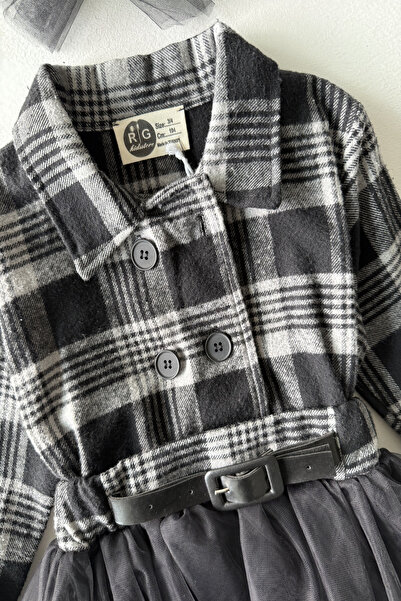 rg kidsstore Rochie pentru fetiță cu fustă din tul, cu detaliu de curea și bentiță_RG1533