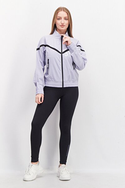 Steve Madden Women High Neck Brand Logo Windbreaker Jacket, Lilac