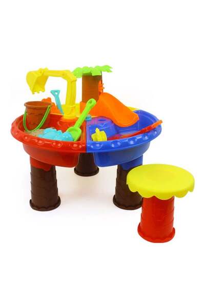 fulina مجموعة ألعاب الشاطئ للأطفال الصغار من طاولة الرمل والماء مقاس 45 × 45 × 35 سم