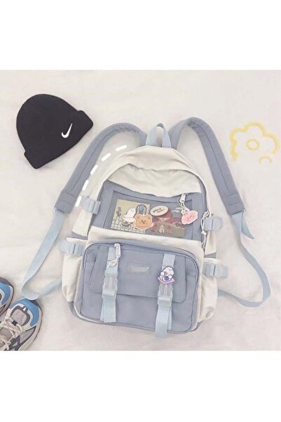 fulina Cute Backpack with Cute Pin Accessories Plush Pendant for School Bag Student Girl Backpack