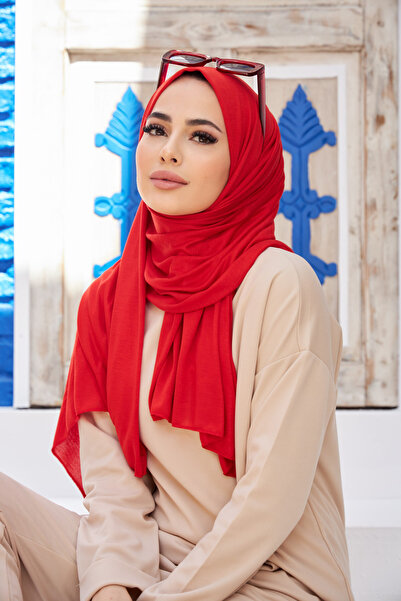 Naciye Sultan Hijab Combed Cotton Shawl Red