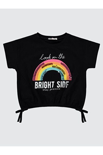 Civil Girls Gökkuşağı Baskılı 2-5 Yaş Tişört - Siyah 2-3 Yaş