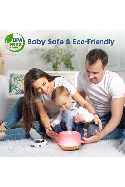 fulina 500ml Essential Oil Diffuser, Silent Round Aromatherapy Humidifier, Anti-dry Burning Design