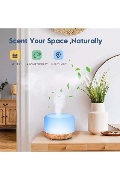 fulina 500ml Essential Oil Diffuser, Silent Round Aromatherapy Humidifier, Anti-dry Burning Design