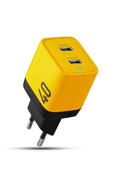 Timebox Încărcător de rețea cu 2 porturi, 40W, încărcare rapidă x LED galben ...