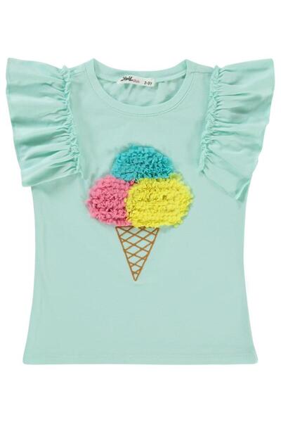 Civil Girls تي شيرت مطرز بالآيس كريم لعمر 2-5 سنوات - أخضر لعمر 3-4 سنوات