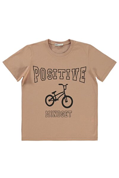 Civil Boys Tricou cu imprimeu Positive Bicycle pentru copii 10-13 ani - Bej 1...