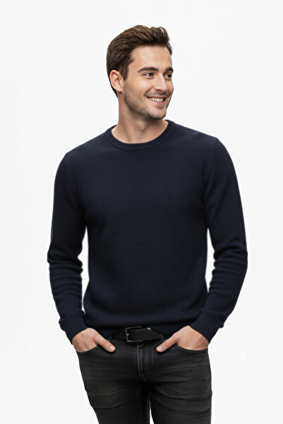 Pulltonic Erkek Bisiklet Yaka Yumuşak Kazak | %70 Kaşmir