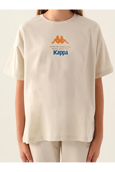 Kappa تي شيرت للفتيات من عمر 5 إلى 15 سنة - بيج 7-8 سنوات
