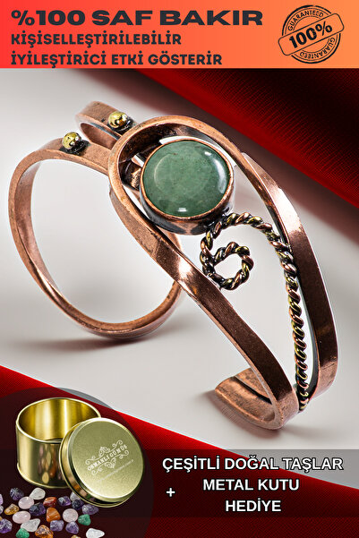 OSMANLI GÜMÜŞ Kadın Bakır Bileklik - Aventurin Taşı Burgu Model Kadın Bilezik...