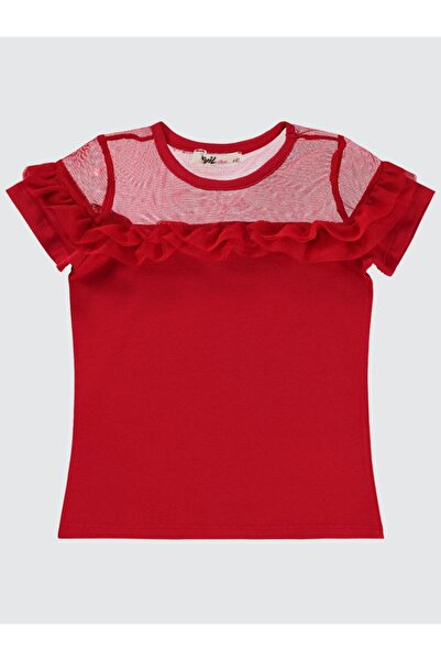 Civil Girls Μπλουζάκι με βολάν από τούλι 4-9 ετών - Κόκκινο 7-8 ετών