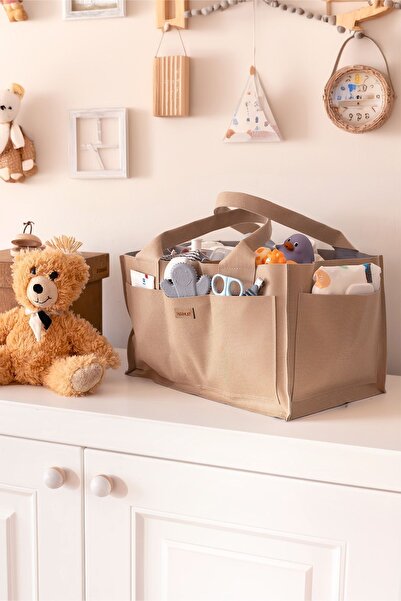 HAMUR Anne Bebek Bakım Çantası M - Yenidoğan Alt Açma Değiştirme Düzenleyici Organizer - Lamitela Bej