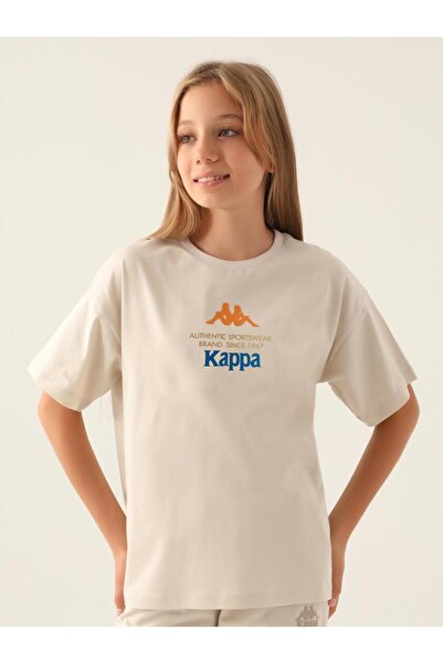 Kappa تي شيرت للفتيات من عمر 5 إلى 15 سنة - بيج 7-8 سنوات