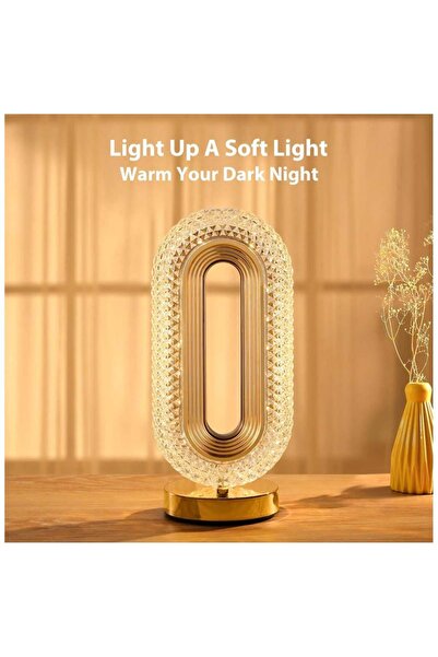 fulina Oval Table Lamp, Stepless Dimmable Touch Lamp with 3 Colors, Rechargeable Night Light with USB Port