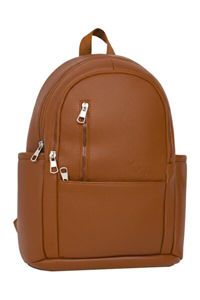 Yuga Faux Leather Four Compartment Backpack Brown