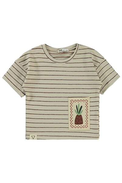 Civil Boys Prugasta ananas majica Vezena za decu od 2-5 godina - bež 2-3 godine