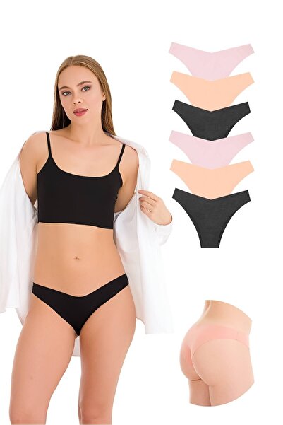 Newlilla Pachet de 6 chiloți brazilian cu laser fără sudură pentru femei 330