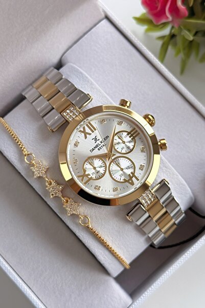 Daniel Klein Marka Gold Gümüş 3atm Su Geçirmez Saat Bileklik Hediyeli