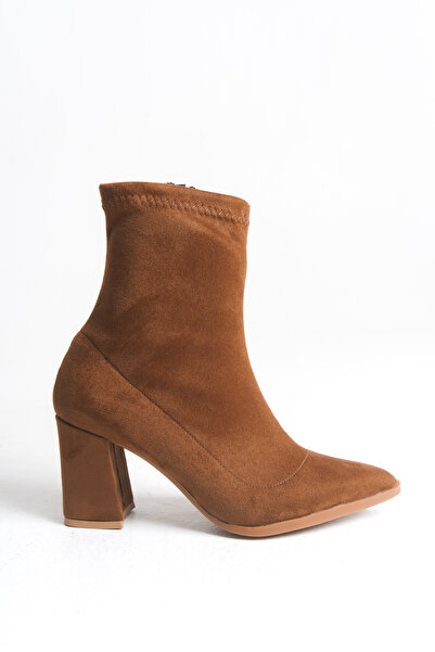 BB Boutiques Kadın Sivri Burunlu Fermuarlı Streç Kalın Topuklu Bot