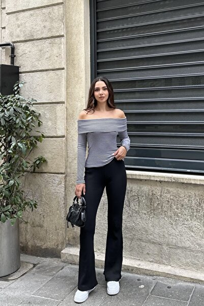 New Now Блуза з коміром-хомутом, штани з широкими штанинами, комплект