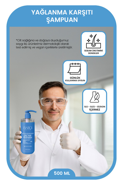 Batçı Hair Atelier Yağlı Saç Derisi Ve Yağlı Saçlara Özel Yağlanma Karşıtı Saç Bakım Şampuan 500 ml