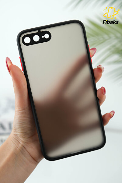 Fibaks iPhone 7 Plus/8 Plus Case Camera Protected Matte Color Frosted Transparent Black Silicone