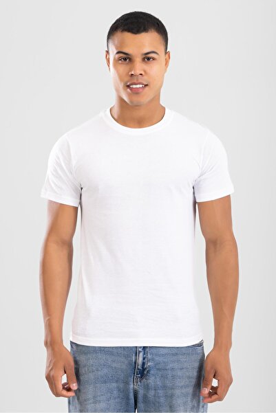 BAYKAR Men's Crew Neck Cotton Undershirt T-Shirt White