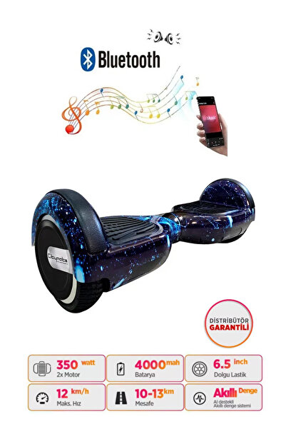 CityMate Elektrikli Kaykay Scooter Hoverboard Bluetooth Hoparlörlü 6.5 Inch Grafiti D12