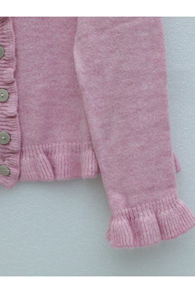 Modamorfo Ζακέτα με κουμπιά και βολάν στο μπροστινό μέρος και στην φούστα - Ροζ