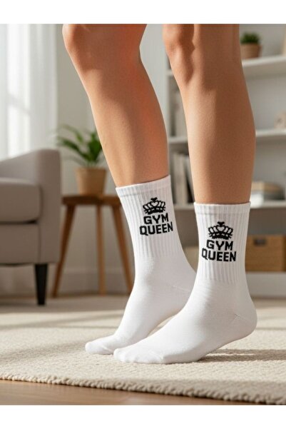AKSU ÇORAP GYM Queen Yazılı Tenis Spor Çorap