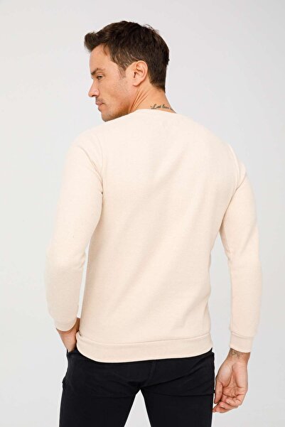 İgs Men's Beige Standard Crew Neck Knitwear Sweater