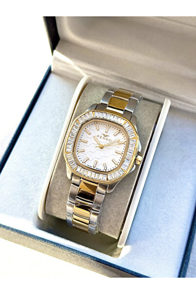 FERRO Yellow and Silver Steel Band Women's Wristwatch Fl43008A-D 3Atm Water Resistant 2 Years Warranty