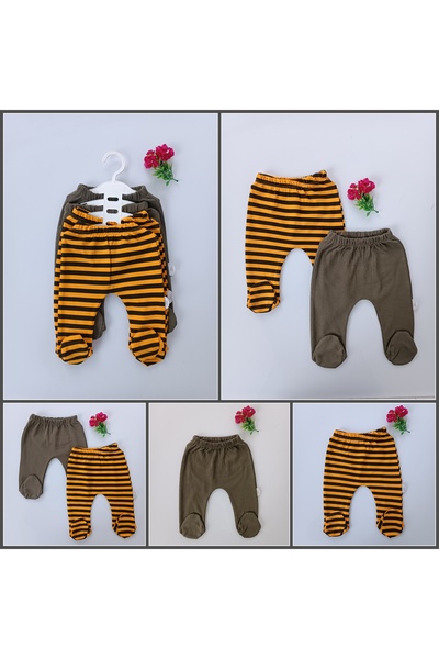 Tomuycuk Bebe 4'lü Ayaklı %100 Pamuklu Bebek Pantolon 0-3 Ve 3-6 Ay Kız Erkek Bebek Alt Hediyelik Yenidoğan