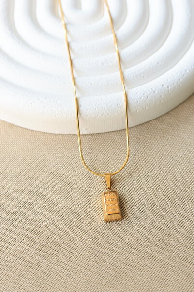 FİRST JEWELRY Külçe Model Çelik Gold Kolye